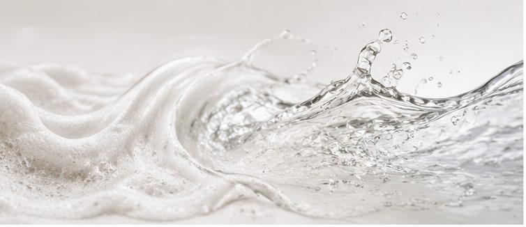 Water and foam representing cleansing care