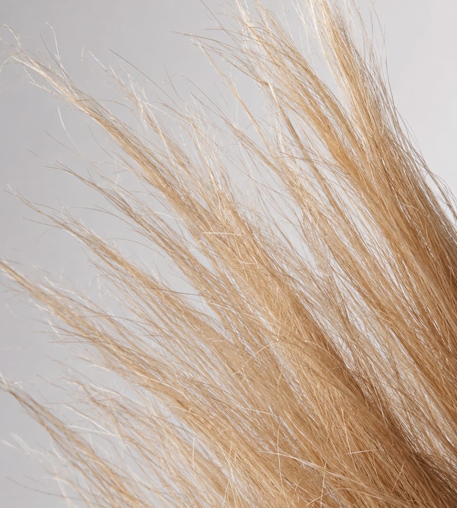 Close-up of dry hair ends in need of intensive care
